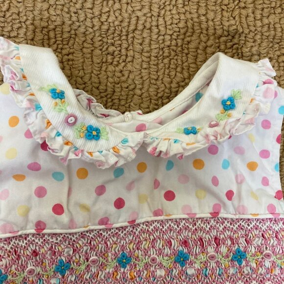 Rare Editions Dress Girls 18m 18 Months Summer Polka Dot Smocked Embroidered - Picture 5 of 7
